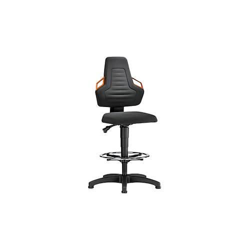 Arbeitsdrehstuhl, Gleiter + Fußring, Supertec schwarz, Griffe orange