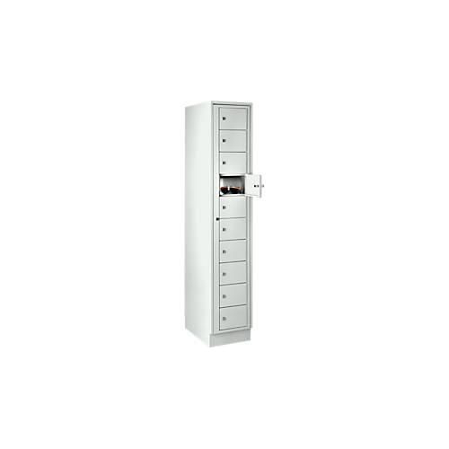 Verteilerschrank, mit Zentraltür, Abteilbreite innen 350 mm, Breite 350 mm, 10 Fächer, lichtgrau