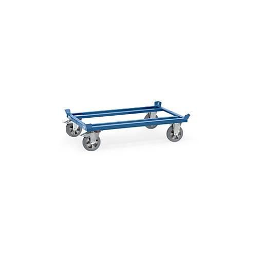 Paletten-Fahrgestell, Stahl, bis 1200 kg, blau, Vollgummi-Bereifung, mit Feststeller