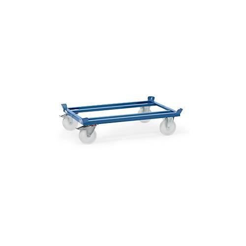 Paletten-Fahrgestell, Stahl, bis 1050 kg, blau, Polyamid-Bereifung, mit Feststeller