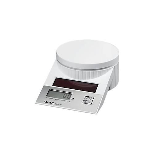 MAUL Briefwaage MAULtronic S, bis 2000 g, Display, Solarbetrieben, Abschaltautomatik, Ein-Tasten-Bedienung, Hold-Funktion, weiß
