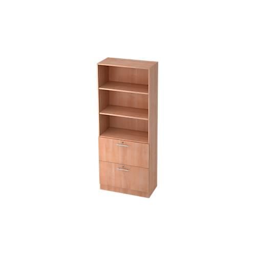 Schrank ULM, mit Hängeregistraturauszügen, 3 OH, H 2004 x B 800 x T 420 mm, Nussbaum-Dekor