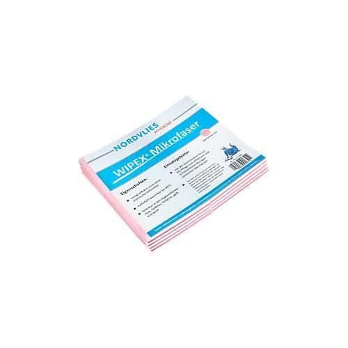 WIPEX Mikrofaser-Wischtuch, mehrfach waschbar, schlierenfreie Reinigung, 50 Stück, rosa