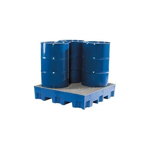 Auffangwanne, Polyethylen, unterfahrbar, 255 l, mit verzinktem Gitterrost