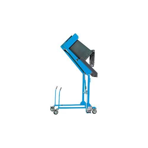 Mülltonnen-Kippstation MKS, für 120 & 240 l Tonnen, Ausschütth. 1480 mm, Kippw. 135°, bis 110 kg, Rollen, Handpumpe, RAL 5012
