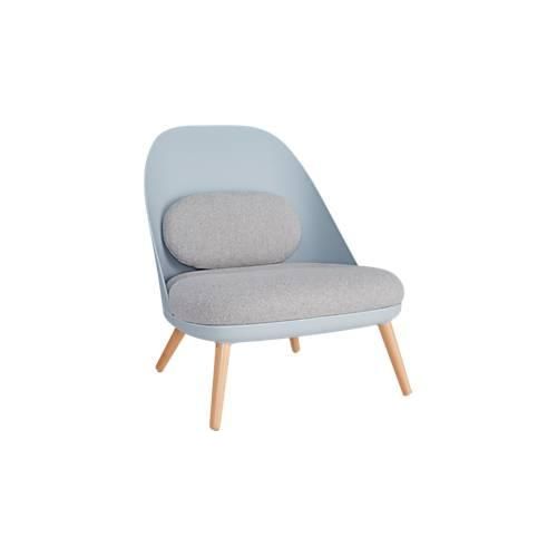 Lounge Sessel, 4-Fuß, B 700 x T 655 x H 755 mm, gepolstert, Sitzschale blaugrau