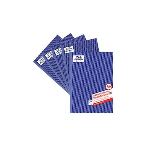 Avery Zweckform 1773-5 Stunden-Nachweis, Format A4, 5 Bücher mit jeweils 2 x 40 Blatt, FSC®-Papier, 5 Stück, weiß/gelb