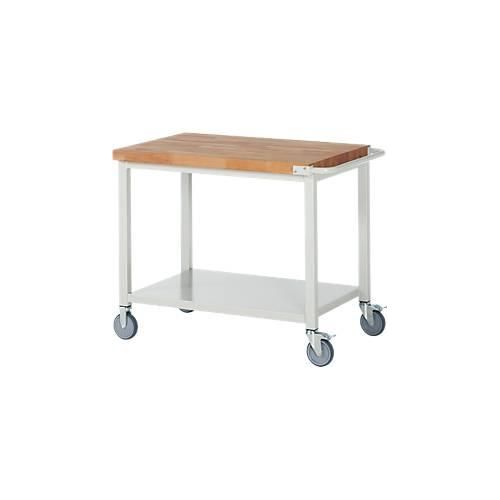 Werkbank Serie 8000, fahrbar, Stahlblech-Ablageboden, B 1000 x T 700 x H 880 mm