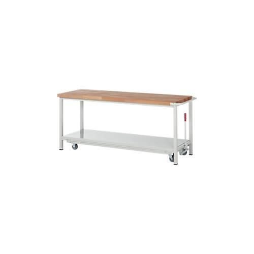 Werkbank Serie 8000, fahrbar, absenkbar, Ablageboden, B 2000 x T 700 x H 880 mm