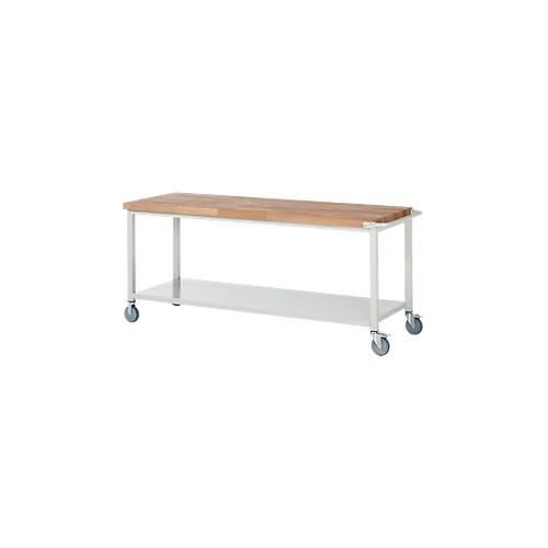 Werkbank Serie 8000, fahrbar, Stahlblech-Ablageboden, B 2000 x T 700 x H 880 mm