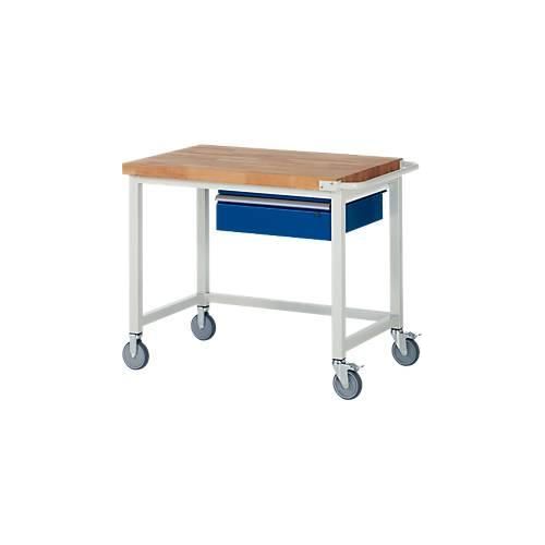 Werkbank Serie 8000, fahrbar, mit Hängeschublade, B 1000 x T 700 x H 880 mm
