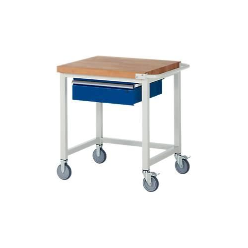 Werkbank Serie 8000, fahrbar, mit Hängeschublade, B 750 x T 700 x H 880 mm
