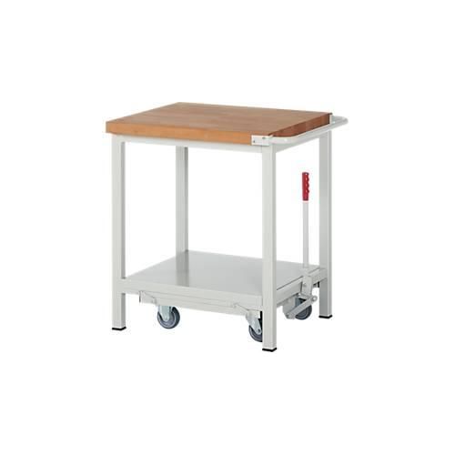 Werkbank Serie 8000, fahrbar, absenkbar, Ablageboden, B 750 x T 700 x H 880 mm