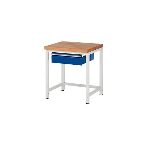 Werkbank Serie 8000, stationär, mit Hängeschublade, B 750 x T 700 x H 840 – 1040 mm