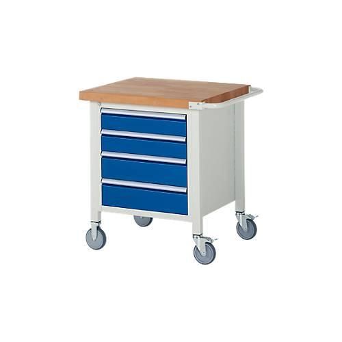 Werkbank Serie 8162, fahrbar, 4 Schubladen, B 750 x T 700 x H 880 mm