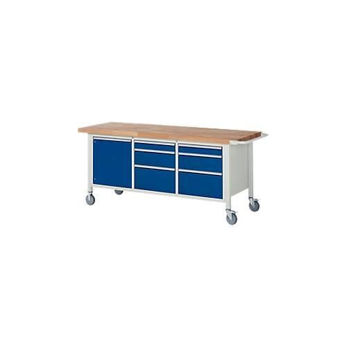 Werkbank Serie 8570, fahrbar, 6 Schubladen, 1 Fachboden mit Tür