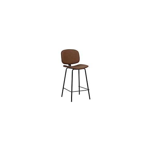 Barhocker Vintage, mit Lehne, Stahlbeine, Sitzhöhe 760 mm, 2 Stk., B 430 x T 510 x H 1080 mm, Kunstleder, braun