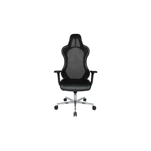Chefsessel Open Chief Premium, mit Armlehnen, Synchronmechanik, Muldensitz, Kopfstütze, schwarz/alusilber