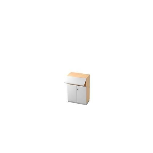 Aktenschrank mit Sicherheitsklappe, 3 OH, B 800 x T 420 mm, Ahorn-Dekor/silber