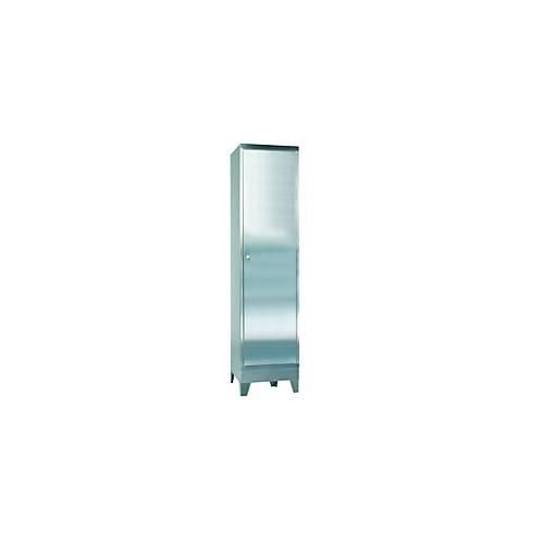 Edelstahl-Vitrinenschrank, 1-türig, mit 4 Füßen, B 500 x T 500 x H 2000 mm