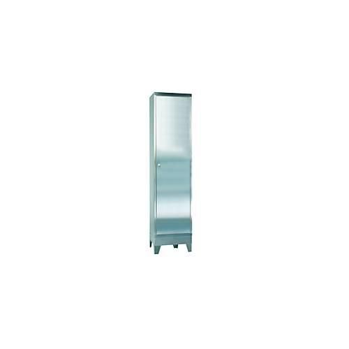 Edelstahl-Vitrinenschrank, 1-türig, mit 4 Füßen, B 500 x T 400 x H 2000 mm