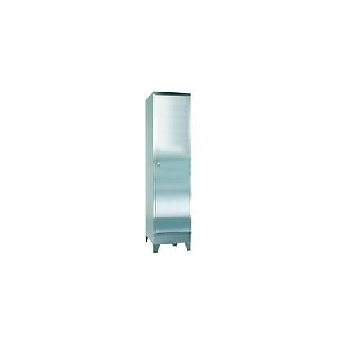 Edelstahl-Vitrinenschrank, 1-türig, mit 4 Füßen, B 500 x T 600 x H 2000 mm