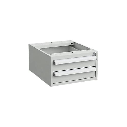 Unterbau-Container für Arbeitstische, Zentralverschluss, mit ESD-Schutz, B 450 x T 520 mm, 2 Schubladen