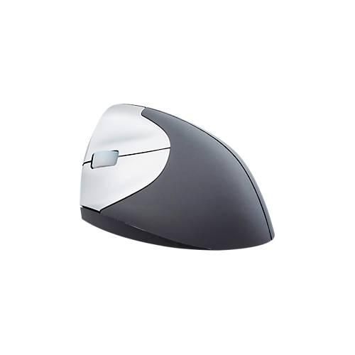 Funkmaus BakkerElkhuizen Handshake Mouse Wireless, f. Linkshänder, ergonomisch, 2 Tasten & Scrollrad, 400-3200 dpi, USB Nano-Receiver, schwarz-silber