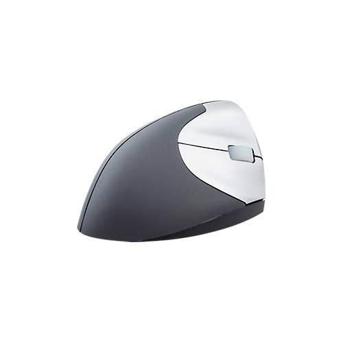 Funkmaus BakkerElkhuizen Handshake Mouse Wireless, f. Rechtshänder, ergonomisch, 2 Tasten & Scrollrad, 400-3200 dpi, USB Nano-Receiver, schwarz-silber