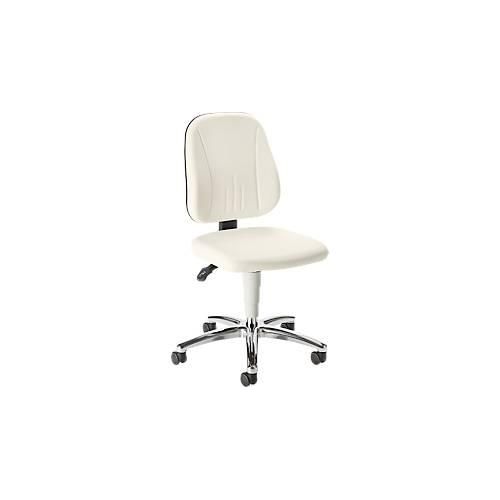 Praxisdrehstuhl bimos, mit Rollen, für Labore & hygienekritische Bereiche, höhenverstellbar, B 460 x T 470 x H 440-620 mm, Kunstleder, weiß