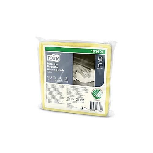 Tork® Microfaser Reinigungstücher 183601, fusselarm, 6 Tücher, wiederverwendbar, L 150 x B 150 mm, gelb
