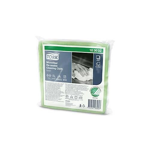 Tork® Microfaser Reinigungstücher 183602, fusselarm, 6 Tücher, wiederverwendbar, L 150 x B 150 mm, grün