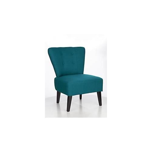 Lounge Sessel BRIGHTON, Stoffbezug, Vintage-Look, Massivholzbeine, blau