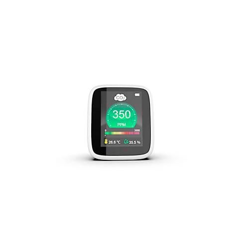 CO2 Messgerät REDFLEXX REDGUARD RG-1300, für den Innenbereich, Infrarotsensor, 350-5000 ppm, LC-Display mit Alarmsignal, IP30, Akkubetrieb, USB, weiß