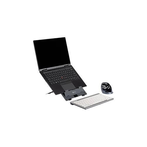 Laptop Ständer Bakker Elkhuizen Ergo-Q 160, für Laptops & Tablets bis 17”, ergonomisch, B 215 x T 266 x H 7,5 mm, Aluminium, dunkelgrau-matt