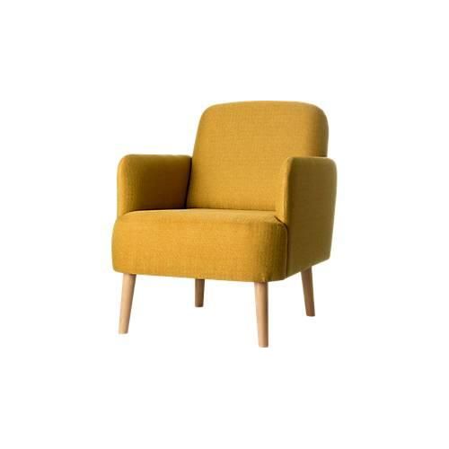 Sessel Paperflow Brooks, Massivholz, Retro-Design, gepolstert, Polyester-Bezug, safran
