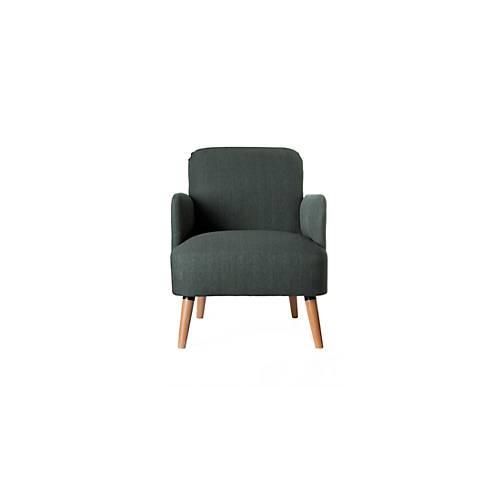 Sessel Paperflow Brooks, Massivholz, Retro-Design, gepolstert, Polyester-Bezug, anthrazit