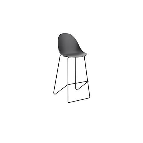Barhocker Void, Stahlrohr-Fußgestell, B 505 x T 590 x H 760 mm, schwarz/schwarz, 2 Stück