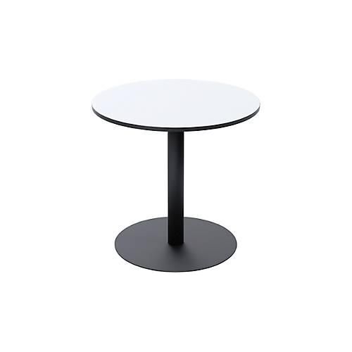 Bistrotisch Paperflow Mezzo, melaminharzbeschichtete MDF-Platte, Stahlgestell, rund Ø 800 x H 750 mm, weiß/mattschwarz