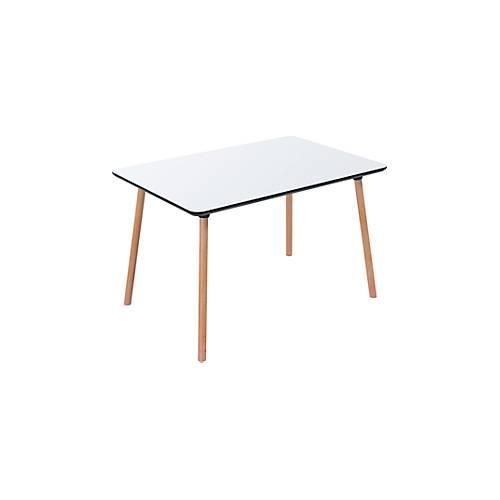 Bistrotisch Palomba, Rechteck, 4-Fuß Gestell aus Massivholz, B 1200 x T 800 x H 750 mm, weiß/Buche