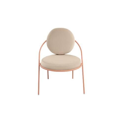 Sessel meet by Paperflow Saturne, B 700 x T 730 x H 880 mm, Samt, Rosa/Elfenbein