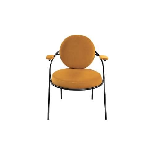 Sessel Meet by Paperflow Saturne, mit Armlehnen, B 700 x T 730 x H 880 mm, Stahlrohr, Samt, Schwarz/Safran