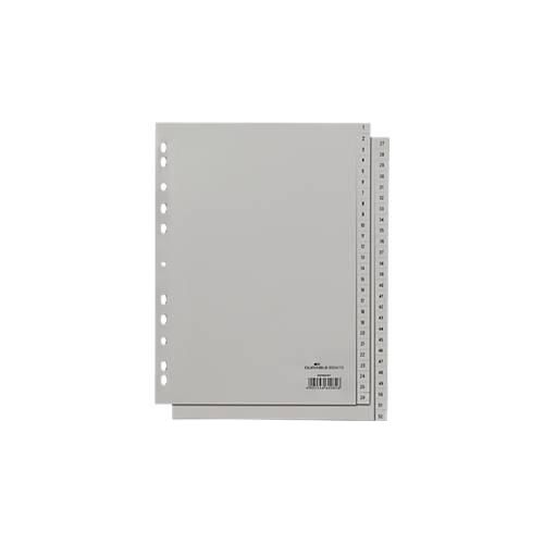 Durable Kunststoffregister, A4 hoch, Zahlen 1-52, grau