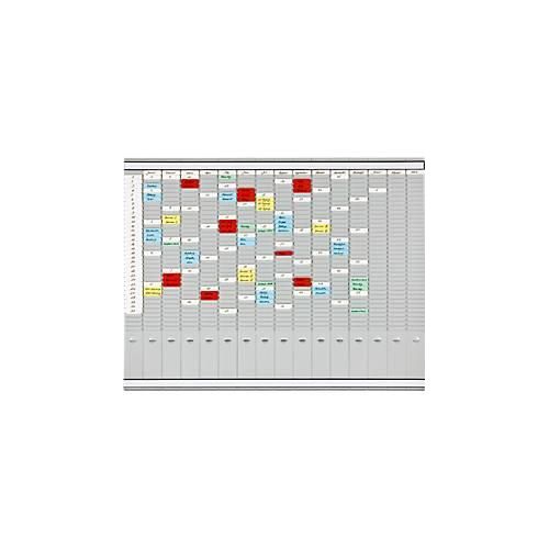 FRANKEN T-Kartentafel Jahresplaner für 15 Monate plus Index, 100,8 x 78.3 cm, 16 Träger, 35 Schlitze, PV1015