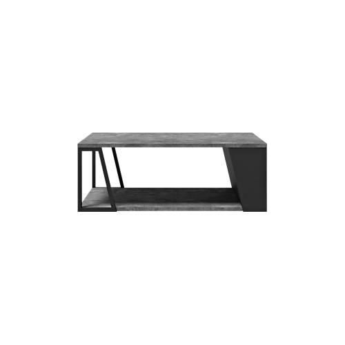 Couchtisch Albi, B 1000 x T 550 x H 360 mm, Metallgestell/Spannplatte melaminbeschichtet, Betonoptik/schwarz