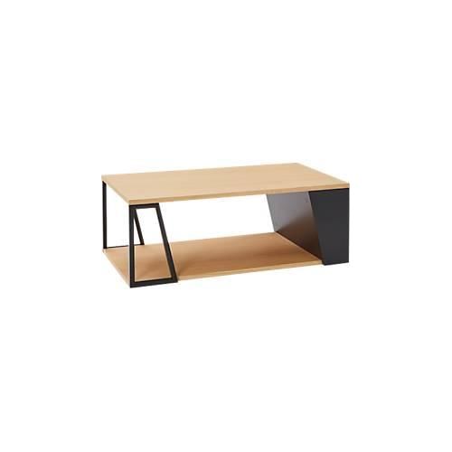 Couchtisch Albi, B 1000 x T 550 x H 360 mm, Metallgestell/Spannplatte mit Echtholzfurnier, Eiche hell/schwarz lackiert