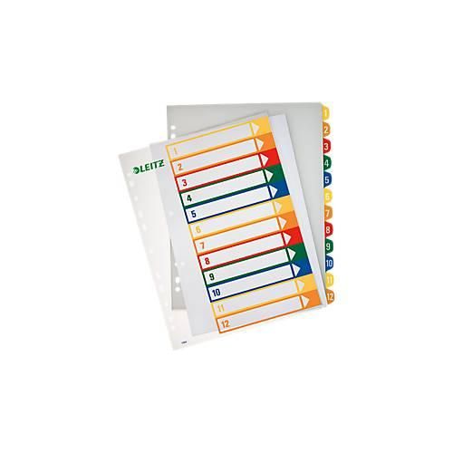 LEITZ® Überbreite Kunststoffregister, Zahlen-Register, Zahlen 1-12, Nr. 1294