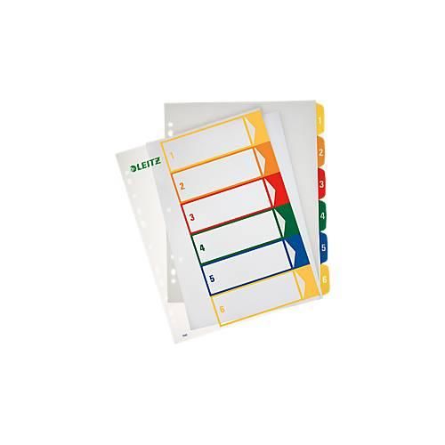 LEITZ® Überbreite Kunststoffregister, Zahlen-Register, Zahlen 1-6, Nr. 1292