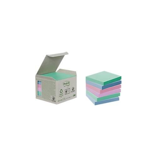 Post-it® Haftnotizen, Recycling-Papier, 76 mm x 76 mm, 6 x 100 Blatt, farbig