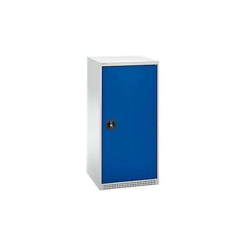 Schäfer Shop Genius Flügeltürenschrank FS, Stahl, mit Belüftungslöchern, B 545 x T 520 x H 1105 mm, 3 OH, Lichtgrau/Enzianblau, bis 150 kg